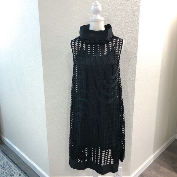 Pier Antonio Gaspari Black Mesh Perforated Net Cutout Retro Dress - Picture 3 of 11